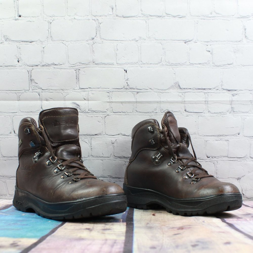LL BEAN Cresta Brown Leather WP Vibram Sole Hiking Ankle Boots Size 7 W - Picture 3 of 9
